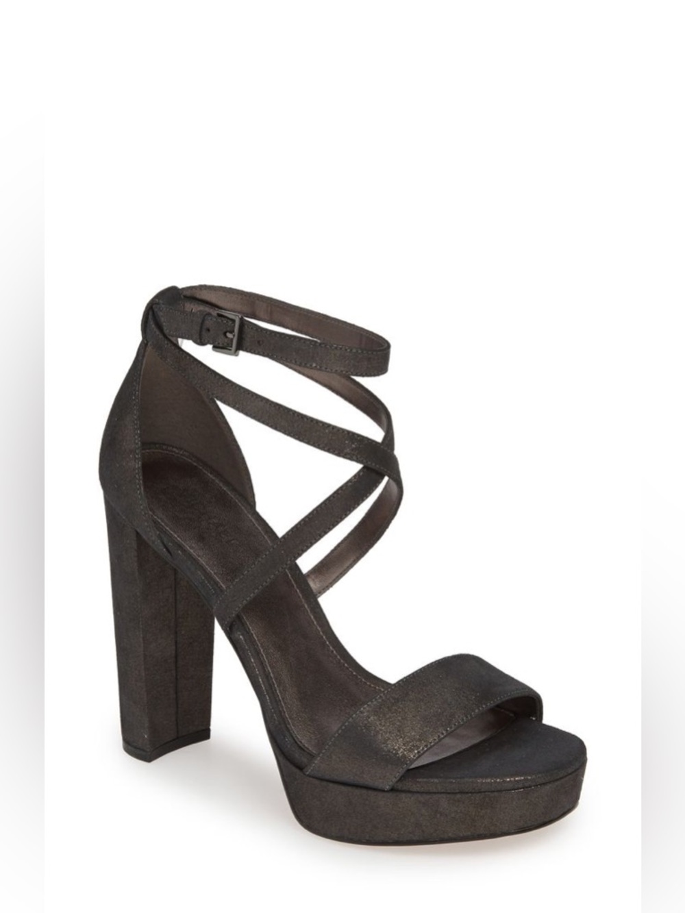 Michael Kors Metallic Gray Strappy Platform Heels Size 6 Party Evening Sandals